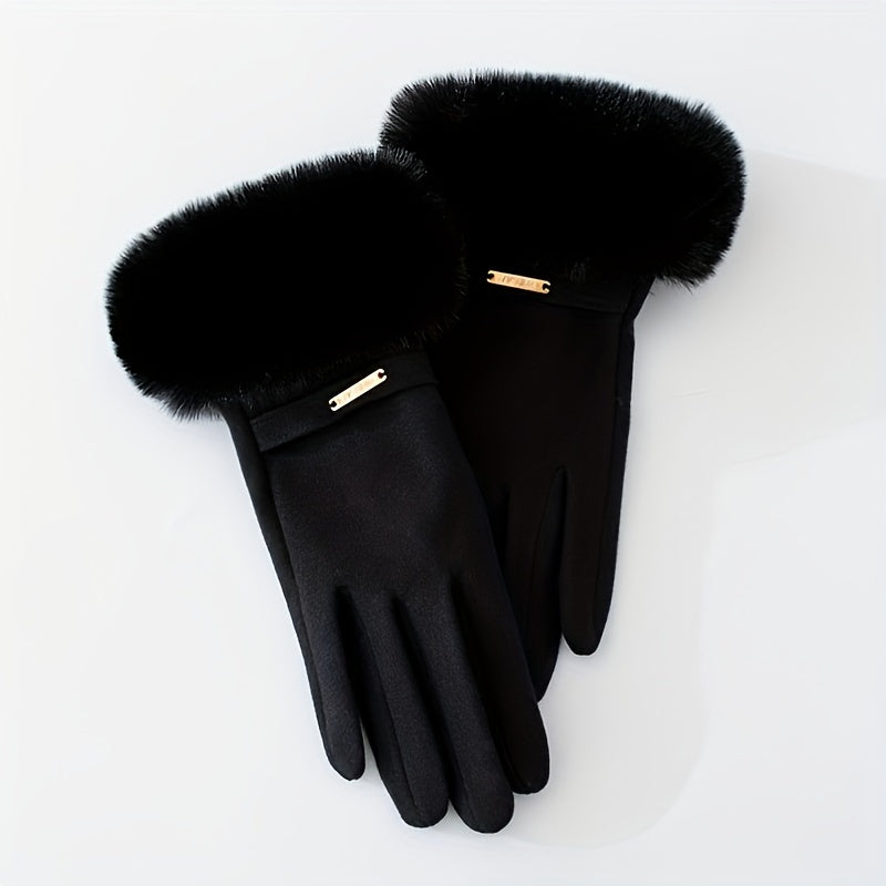 Plush Furry Cuff, Double-Layer Thick Insulation, Windproof & Warm, Ideal for Outdoor Activities & Cycling, Available in Pink/Purple/Blue/Gray