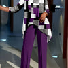 Women'S Geometric Patterned Crew Neck Top with Three Quarter Length Sleeves and Solid Color Pants Two-Piece Set
