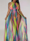 Plus-Size Sexy Sheer Split Sleeveless Beach Cover-Up Dress