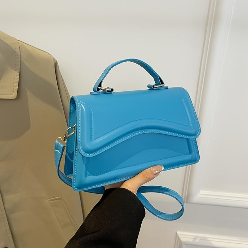 Stylish Mini Shoulder Bag, Women's Crossbody Bag, Solid Flap Square Tote