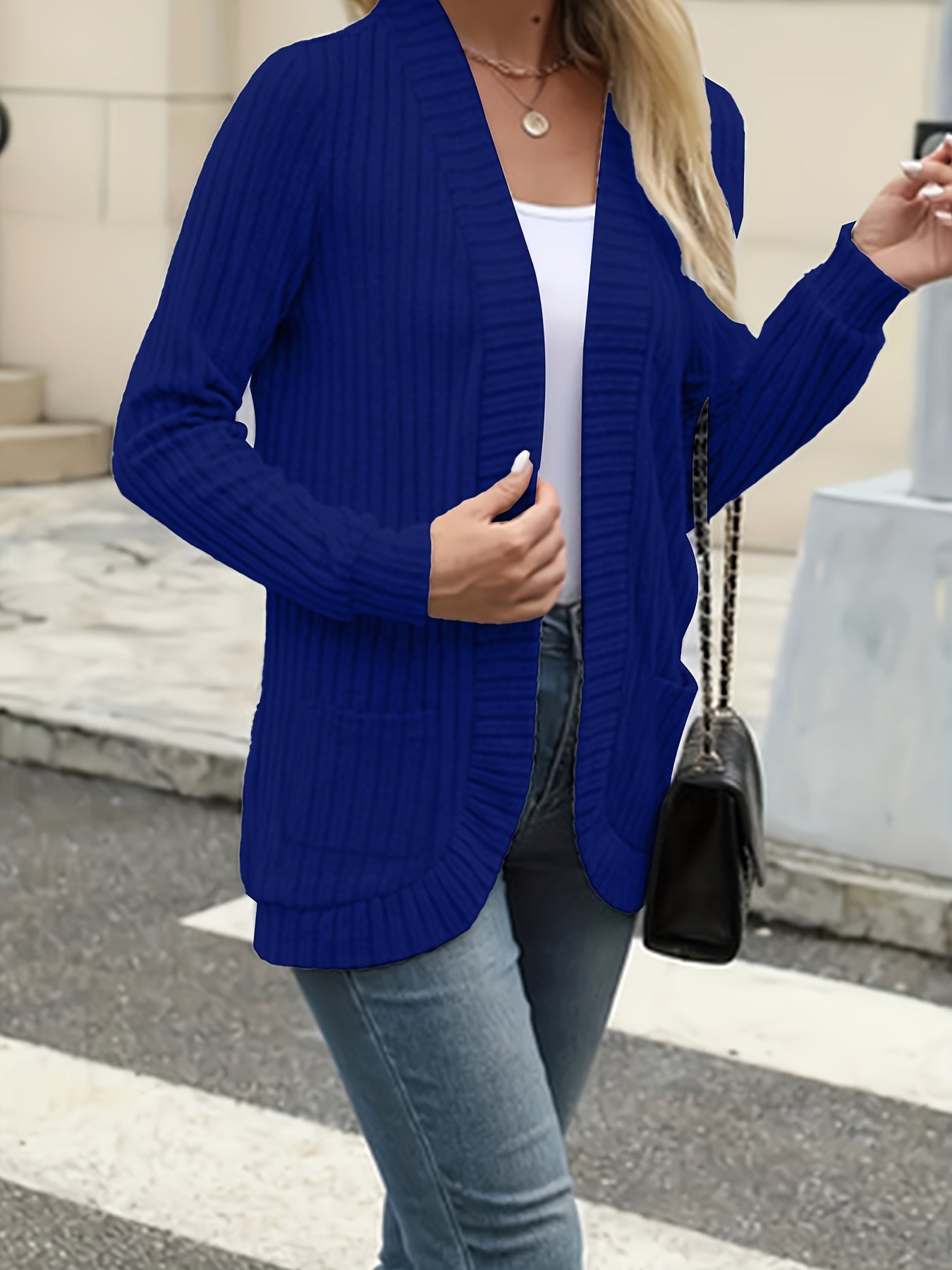 Elegant Women's Front-Button Cardigan - Medium Stretch Long Sleeve with Pleated Detail, Solid Green Machine-Washable Fall Winter Jacket, Regular Fit for Casual & Formal Outfits, Lightweight Cardigan, Winter Apparel, Open Fron