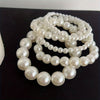 5pcs Elegant French-Inspired Acrylic Faux Pearl Bracelet Set - Vintage Chic Multi-Layer Beaded Stacking Wrist Jewelry, Ideal for Daily Wear & Gifting