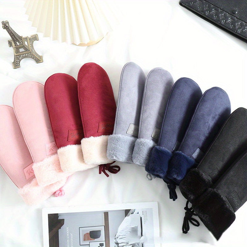 1 set of warm and thick sling gloves, cold mittens, can be used for cycling wind hanging neck bag