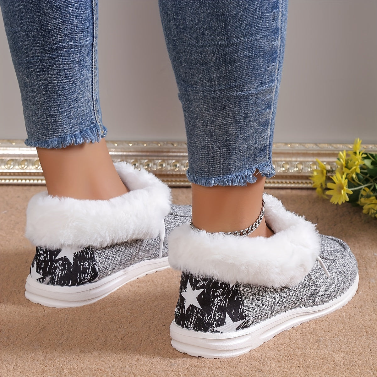 [Cozy Winter Boots] Warm & Cozy Women's Plush Lined Shoes - Thermal Winter Ankle Boots, Slip on Snow Boots