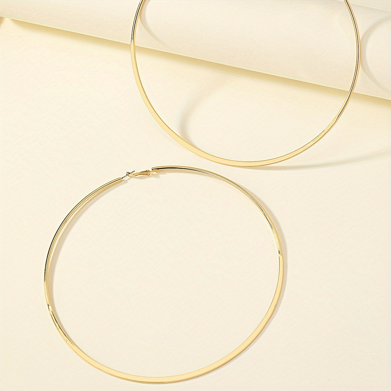 Women's 18K Gold Plated Large Hoop Earrings, Iron Material, All-Season Jewelry | Versatile for Daily Wear & Music Festivals | Elegant Statement Jewelry