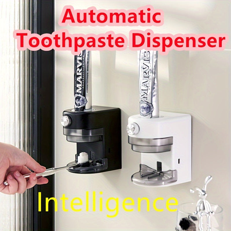 Smart Automatic Toothpaste Dispenser with Adjustable Settings - Battery Powered, Rechargeable Lithium Battery, No Plug Needed, Ideal for Modern Bathroom Decor, Modern Bathroom Accessory | Sleek White Design | Adjustable Dispe