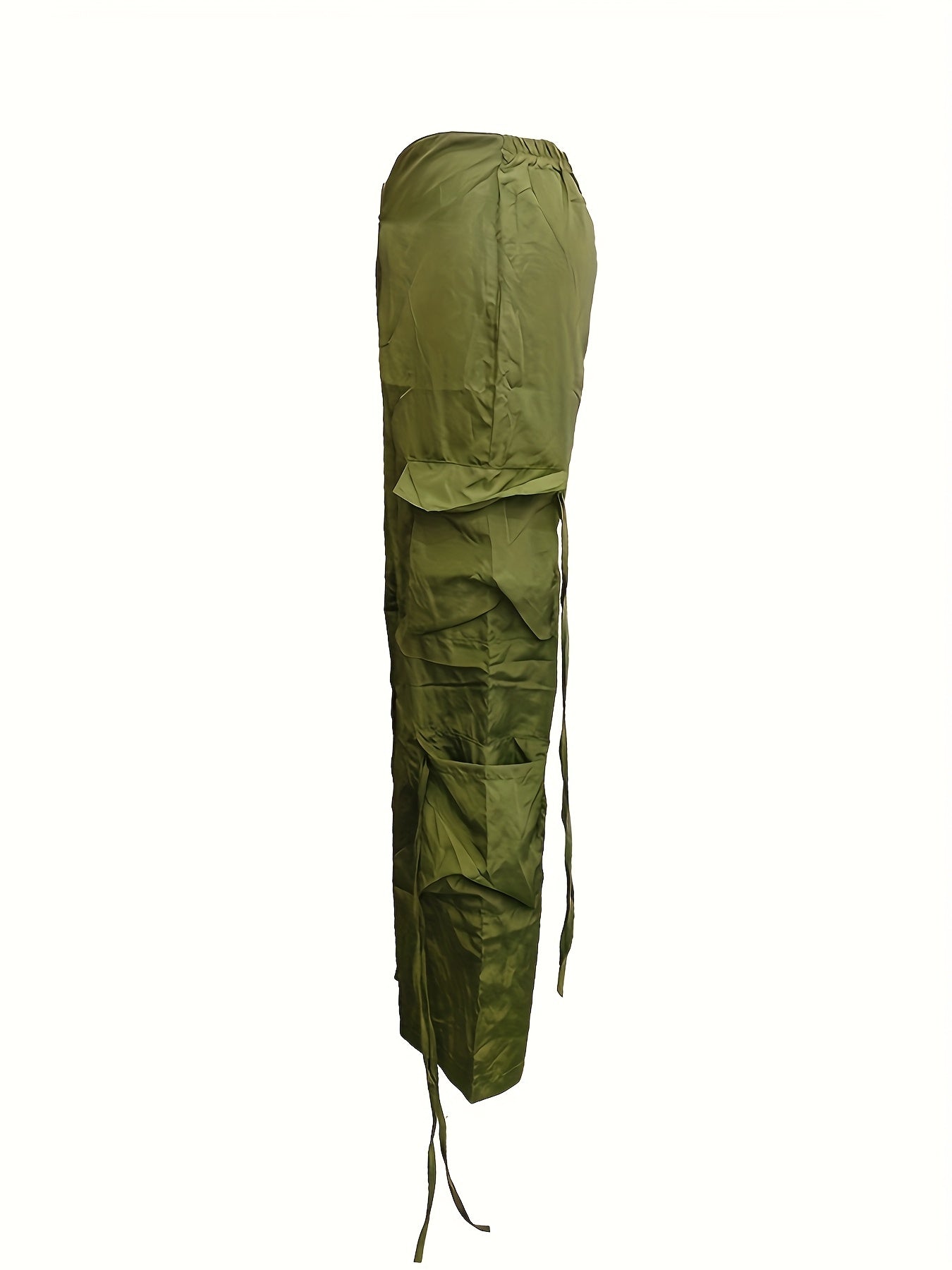 Solid Color Casual Work Straight-Leg Long Pants with Zipper And Straps