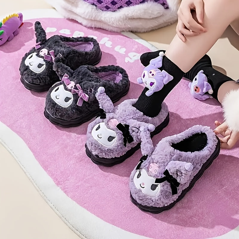 Sanrio Hello Kitty Women'S Cozy Fleece-Lined Winter Slippers, Indoor Warm Slippers, New Year Gift, Non-Slip, Washable, Holiday Present.