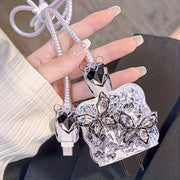 5pcs Sparkling Diamond Butterfly iPhone Charging Protector Set, Luxury for iPhone13/12/11 Charger Winder 18/20W Fast Charging Head Anti-Breakage Winder, Boyfriend/Girlfriend Gift