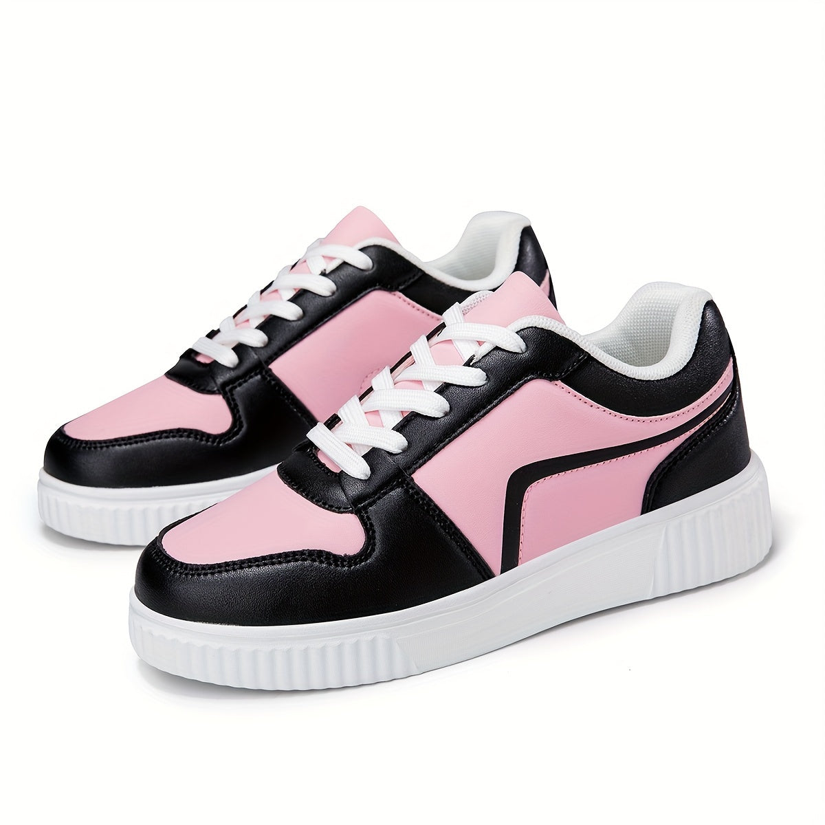Women's Fashion Sneakers Lightweight Casual Athletic Running Shoes with Stripes, Lace-Up Low Top with EVA Sole and Fabric Insole – Machine Washable