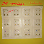 24pcs Hypoallergenic Artificial Crystal Earrings - Colorful, Durable, and Low-Sensitivity, Perfect for Daily Wear and Holiday Parties, Ideal Gift, Everyday Earrings | Vibrant Earrings | Hypoallergenic Earrings