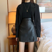 HOT Fashion Women Shiny Leather Skirts Female Solid Bodycon Pencil Short Mini Skirt Woman Zipper High Waist Skirt