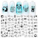 Cross-Border Nail Stickers New Japanese European And American 3D Hot Stamping Full Stickers Black And White Rose Heart-Shaped Ink Nail Decals