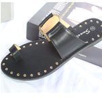 Summer New Woman Slippers Flat Sandals  Toe Fashion Rivet Outdoor Shoes Plus Size 43