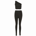 Women's Strapless Crop Tops Trousers Sports Outfits