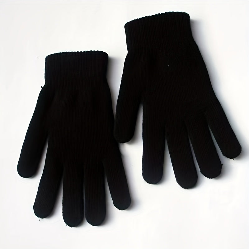 [5 Pairs ] Gloves Winter General-purpose Thickened Velvet Warm Outdoor Cycling Black Knitted Simple Trend Gloves