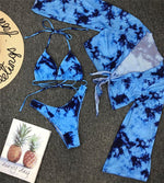 Long Sleeve Mesh Bikini Swimwear Women Three Pieces Leopard Swimsuit Female Summer Sexy Bathing Suit
