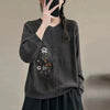 Chinese-style Corn-stitch Cotton Knit Cardigan Sweater For Women