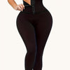 High-Waist Slimming Leggings with Double-Row Buckle - Stretchy, Non-See-Through Nylon Blend for Yoga, Fitness & Casual Wear