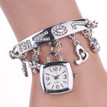 Casual Stainless Steel Watch Bracelet Watch Flower Women Bracelet Watch Women Luxury Heart Love Style Rhinestone Bracelet Women