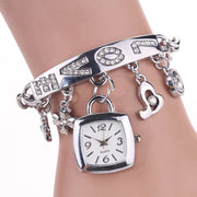Casual Stainless Steel Watch Bracelet Watch Flower Women Bracelet Watch Women Luxury Heart Love Style Rhinestone Bracelet Women