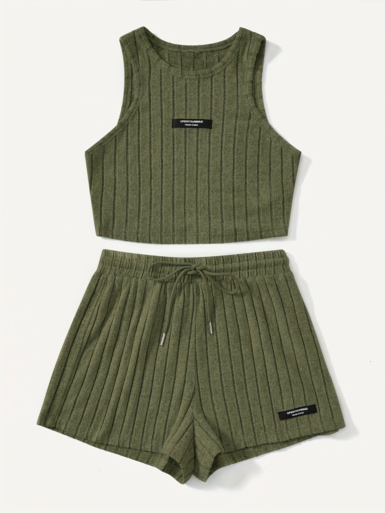 Elegant Directional Fashion Women'S Striped Skin-Friendly Tank Top And Shorts Set