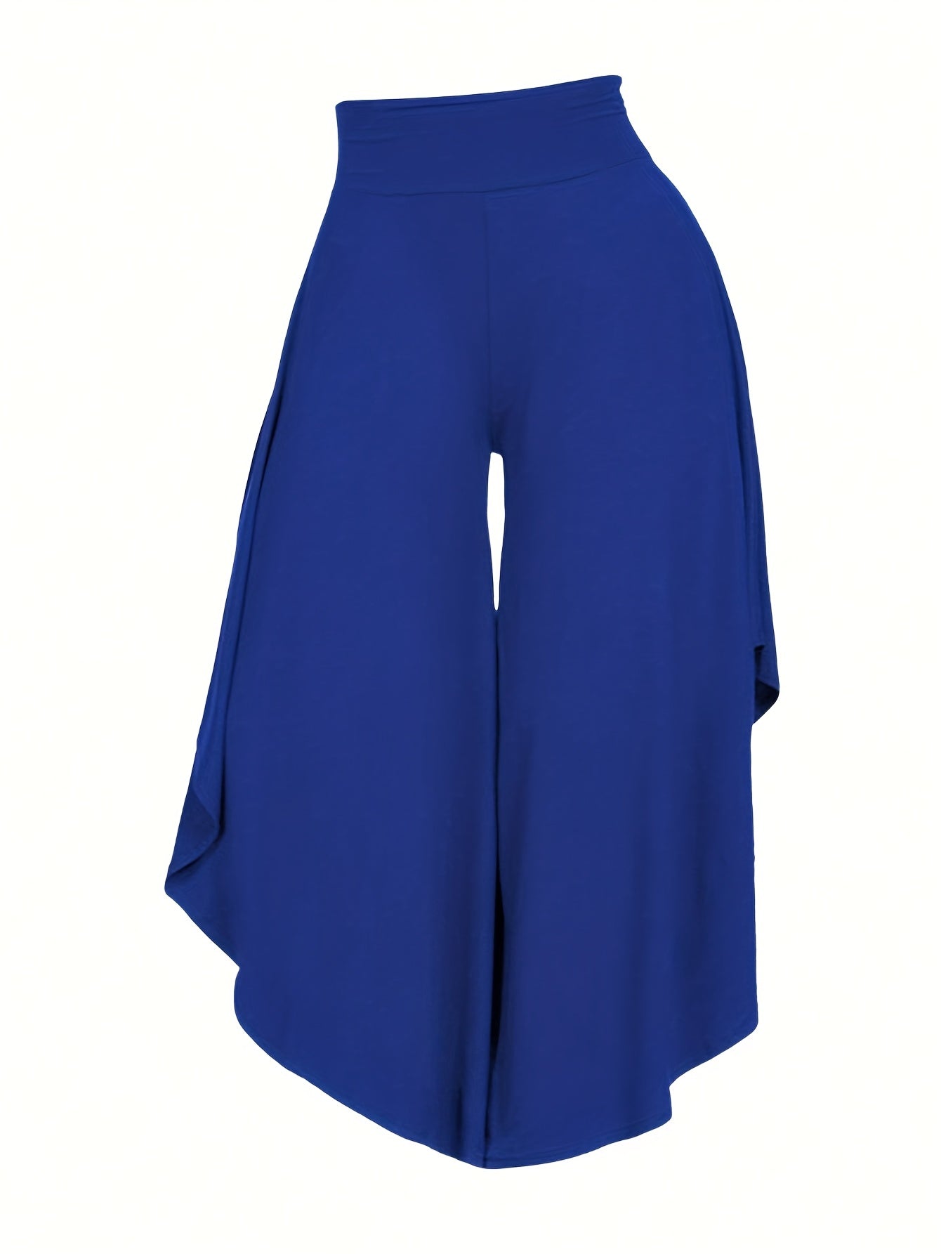 Solid Color Asymmetrical Wide-Leg Pants