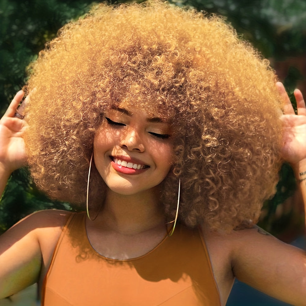 10 Inch Afro Kinky Curly Wigs 70s 80s Wigs Large Bouncy And Soft Natural Looking Full Puff Wigs For Party Cosplay Daily Wear