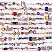 20pcs Yicen Ring Set for Women & Girls - Elegant Rose Golden Plated with Colorful Cubic Zirconia, Butterfly, Snake, Floral Designs - Trendy Mixed Styles in 16mm-19mm Sizes, Quick Shipping