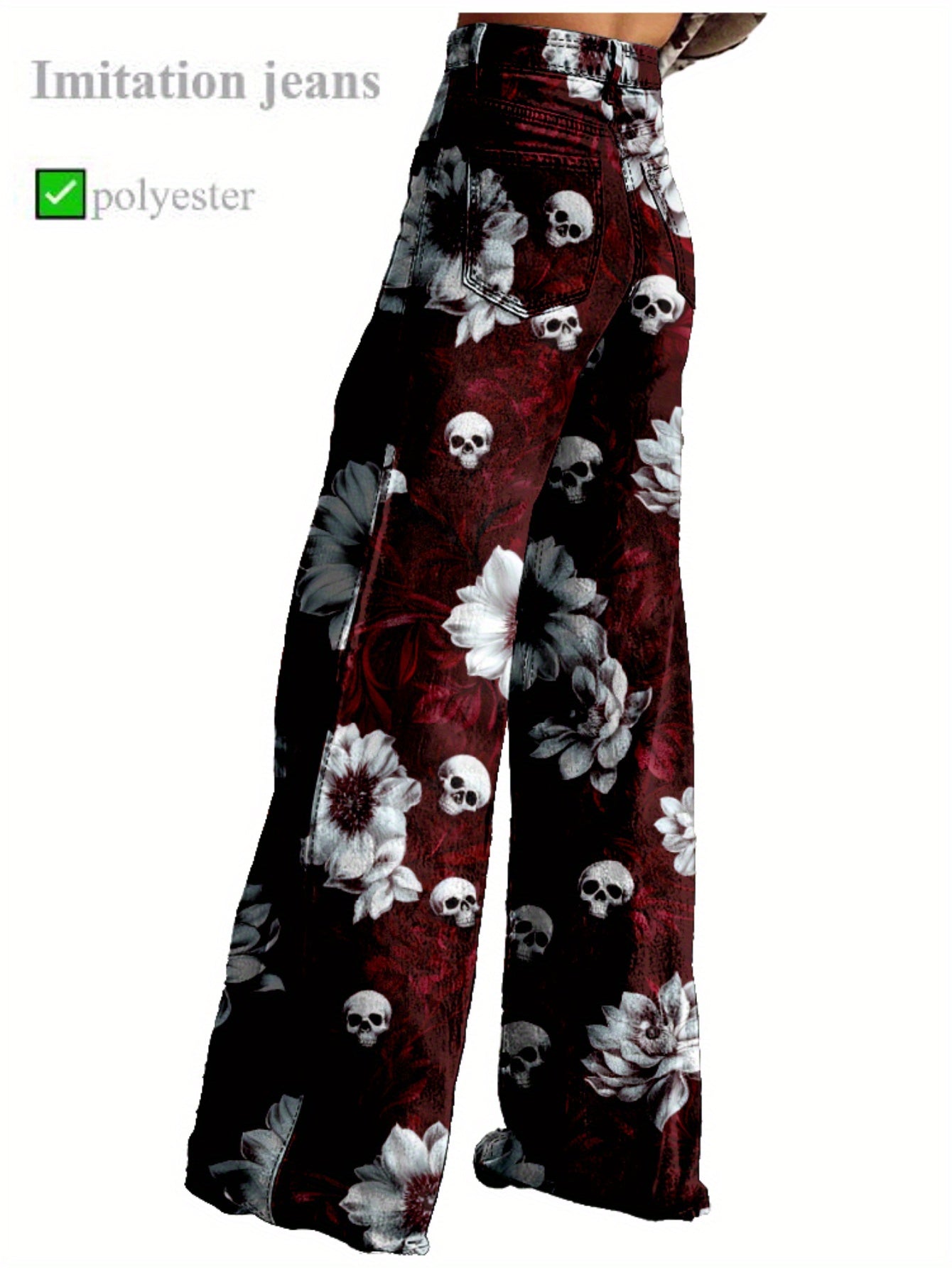 Y2K High Waisted Flared Wide Leg Pants - 3D Printed Abstract Floral & Cosmic Print Women's Trousers, Non-Stretch Machine Washable Loose Floor-Length Casual Comfort for Spring/Autumn Hip Hop Style, Spring Autumn Apparel | Thin