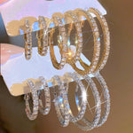 12pcs Women's Elegant & Sexy Hoop Earrings Set, Rhinestone Embellished, Alloy with Stainless Steel Post, Versatile for Daily Wear & Special Occasions, Perfect Valentine'S Day Gift - All Seasons Jewelry Collection