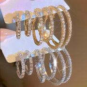 12pcs Women's Elegant & Sexy Hoop Earrings Set, Rhinestone Embellished, Alloy with Stainless Steel Post, Versatile for Daily Wear & Special Occasions, Perfect Valentine'S Day Gift - All Seasons Jewelry Collection
