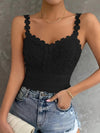 Vibrant Solid Color Semi-Sheer Micro Elasticity Knit Fabric V-Neck Tank Top - Soft, Breathable, and Comfortable Casual Wear for Summer - Womens Polyester Clothing
