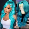 13x4 Lace Front Wig Light Blue Body Wave 26 Inch - Fluffy Heat-Resistant Synthetic Hair, 180% Density Glueless Wig for Women, Middle Part for Daily, Party, Cosplay & Halloween, Wig Accessories