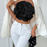 A European and American Women's strapless top with large flower decoration, sexy and fashionable, versatile and ready to ship