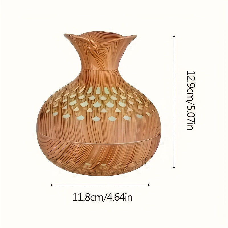 1pc Yethke Flower Air Warm Humidifier with Colorful Ambient Lights - Luxurious Wood Grain, Elegant Hollow Design, Perfect for Bedroom & Living Room, Reduces Indoor Dryness, Bedroom Humidifier | Modern Aesthetic | Wooden Humid