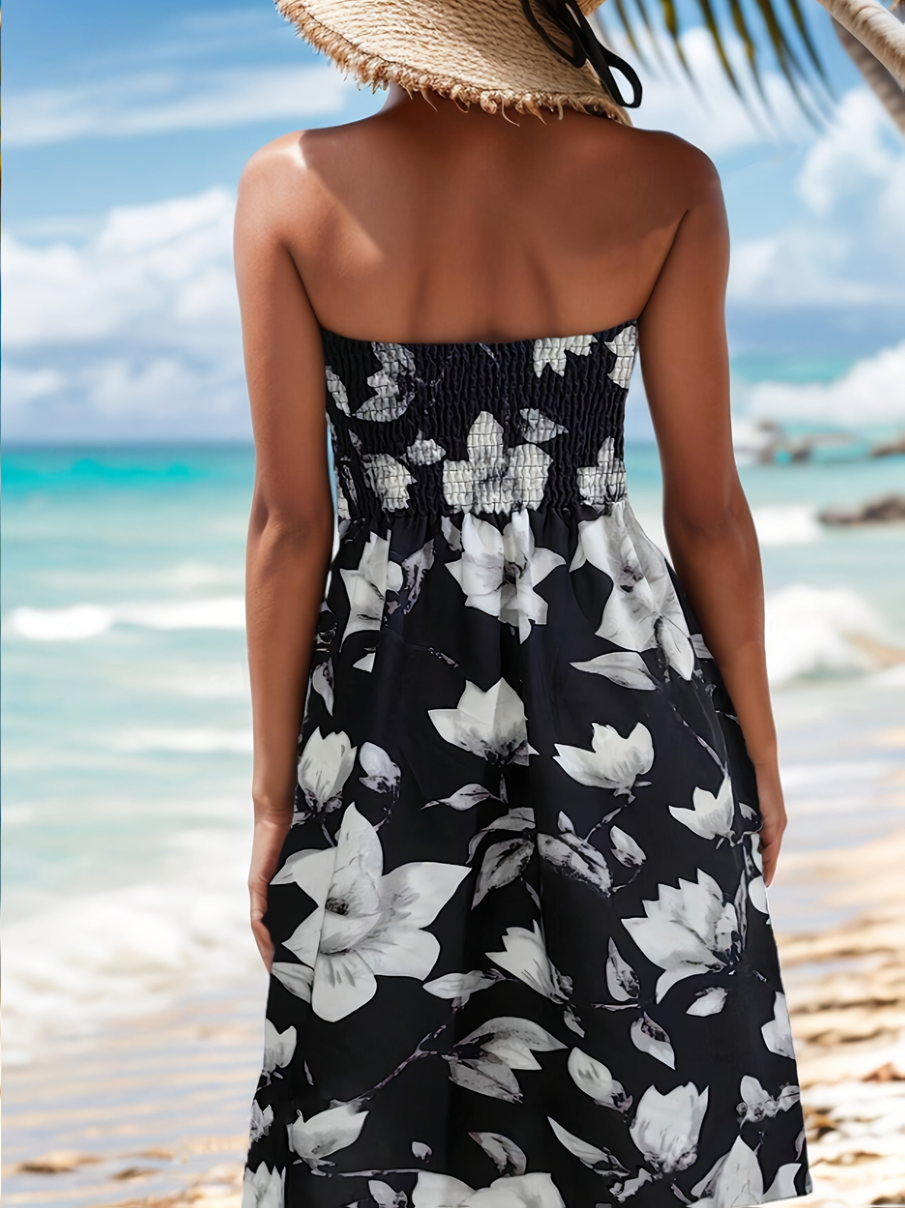 Floral Print Tube Dress, Elegant Sleeveless Strapless Dress for Spring & Summer, Women's Clothing