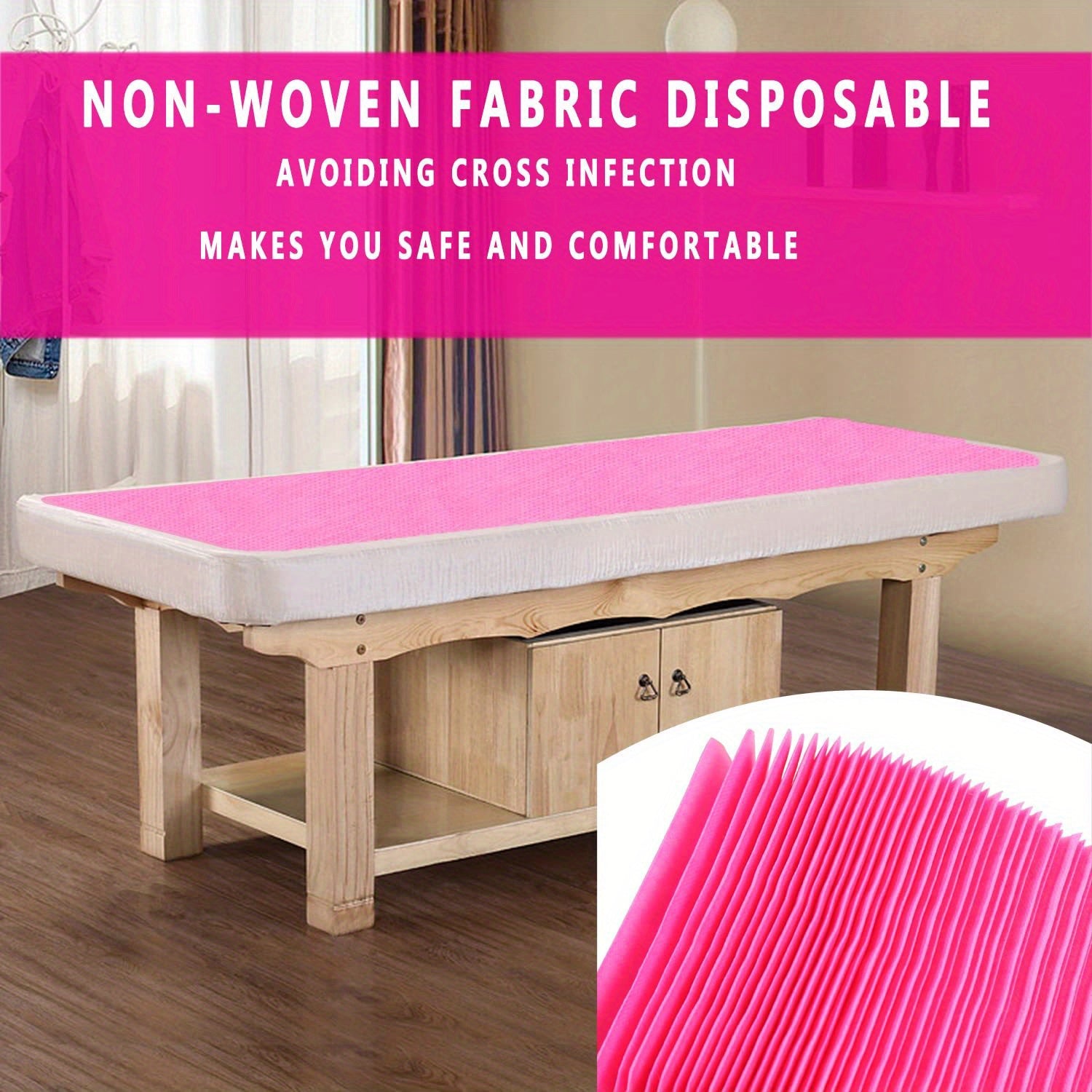 100pcs Disposable Massage Table Sheets - Breathable Non-Woven SPA Bed Covers, 31" x 70", Thin & Flexible, Pink, Not Waterproof, Perfect for Spa and Salon Use, Spa Gifts
