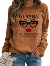 Glamma Graphic And Letter Print Sweatshirt, Crew Neck Casual Sweatshirt for Fall & Spring, Women'S Clothing
