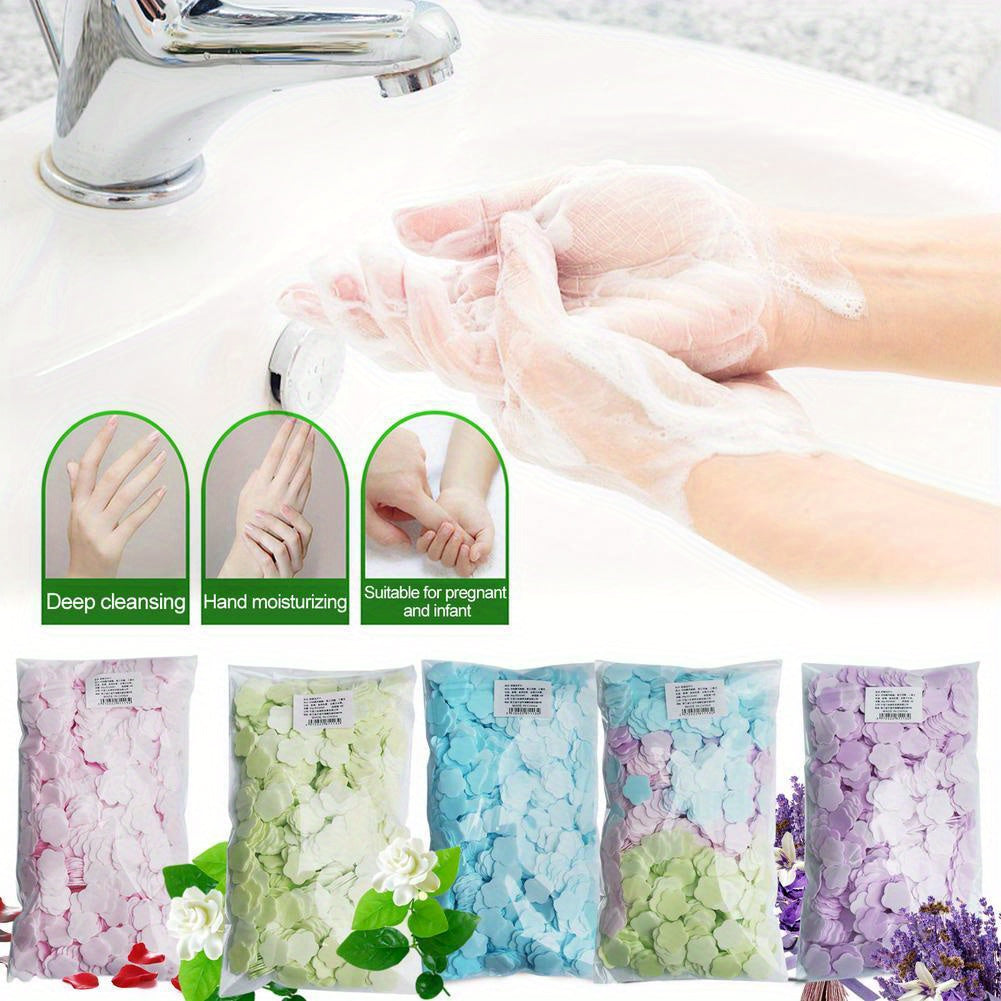 1000pcs Clean Petals Perfume Disposable Hand Hand Rose Mat Soap Flakes Family Travel Lavender Paper Soap Care Sheet