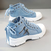 Women’s High Top Sneakers – Lace-Up Casual Sports Shoes with Side Zipper, Plus Size, Breathable Fabric Upper, All-Season Street Style Trainers