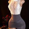 New sexy see-through pure desire secretary outfit with lace bag hip skirt and body suit uniform seduction suit for dating, nightgown dress for bed without taking off, pure uniform suit, including: hip bag skirt + T pants