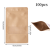 100pcs Self-Sealing Kraft Paper Stand Up Pouches - Durable, Leak-Proof Storage Bags for Kitchen Essentials, Snacks, and More, Kitchen Organization | Neutral Aesthetic | Easyopen Pouches, Paper Storage Bins