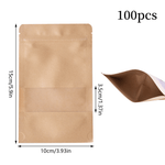 100pcs Self-Sealing Kraft Paper Stand Up Pouches - Durable, Leak-Proof Storage Bags for Kitchen Essentials, Snacks, and More, Kitchen Organization | Neutral Aesthetic | Easyopen Pouches, Paper Storage Bins