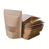 100pcs Self-Sealing Kraft Paper Stand Up Pouches - Durable, Leak-Proof Storage Bags for Kitchen Essentials, Snacks, and More, Kitchen Organization | Neutral Aesthetic | Easyopen Pouches, Paper Storage Bins