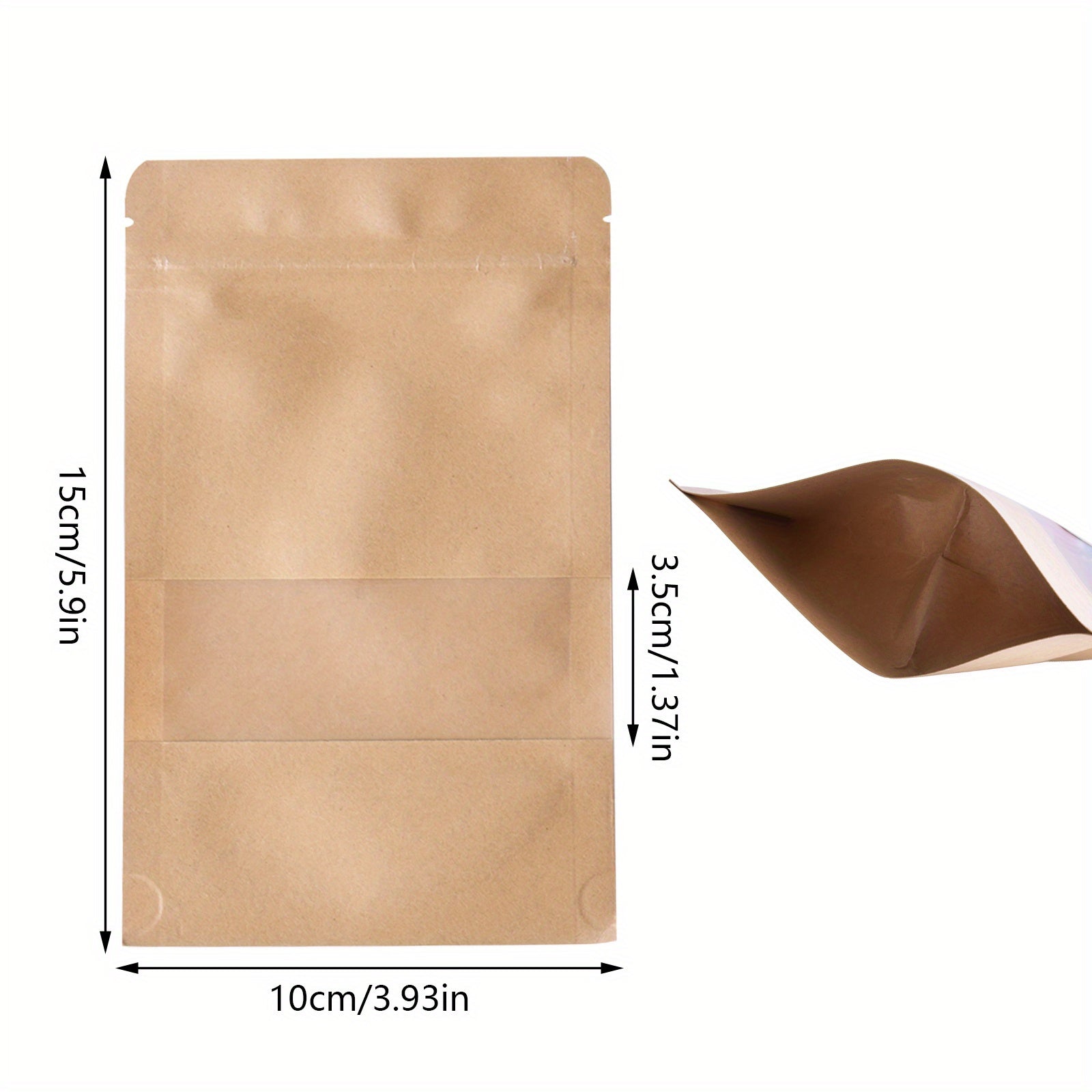 100pcs Self-Sealing Kraft Paper Stand Up Pouches - Durable, Leak-Proof Storage Bags for Kitchen Essentials, Snacks, and More, Kitchen Organization | Neutral Aesthetic | Easyopen Pouches, Paper Storage Bins