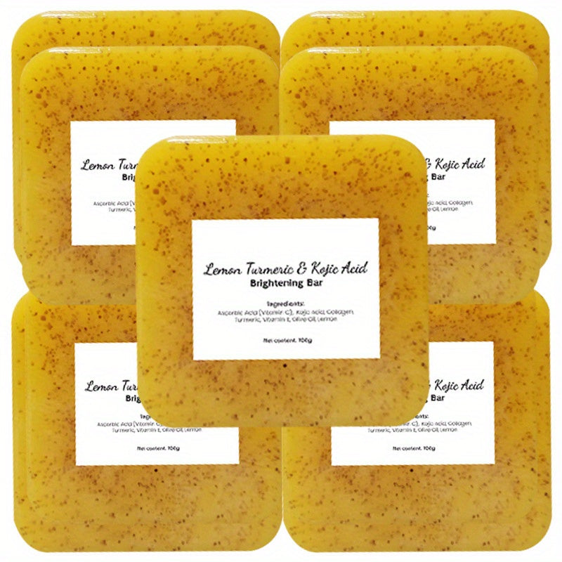 Lemon Turmeric & Kojic Acid Brightening Bar Soap 3.53oz - Paraben-Free Handcrafted Cold Process Soap for All Skin Types - Natural Ingredients for Face and Body Wash