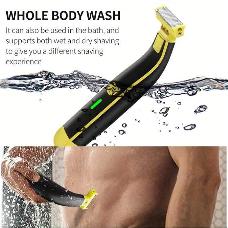 Men's beard electric shaver, USB charging, bikini body hair trimmer beauty set, floating blade, dry and wet dual-purpose, portable travel electric shaver, for dad, Father's Day gift for men