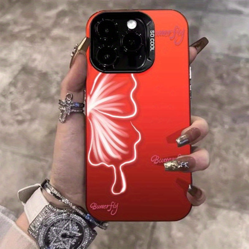 Luminous Butterfly Pattern iPhone Case for 15/14/13/12/11 Series, Soft TPU Full-Body Protective Cover with Glow Effect, Shockproof Slim Phone Case