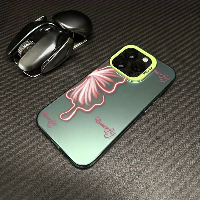 Luminous Butterfly Pattern iPhone Case for 15/14/13/12/11 Series, Soft TPU Full-Body Protective Cover with Glow Effect, Shockproof Slim Phone Case